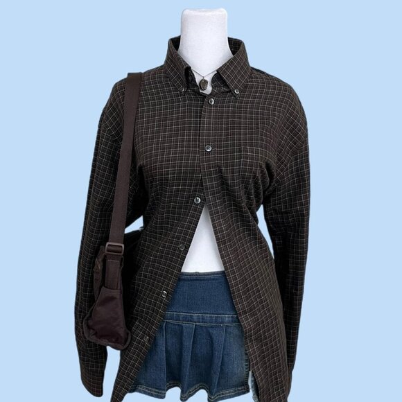 down plaid skater grunge button down shirt - Picture 1 of 8